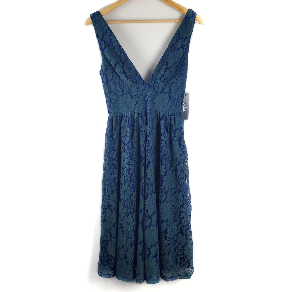 Lulus Blue Green Lace Dress Size XS NWT